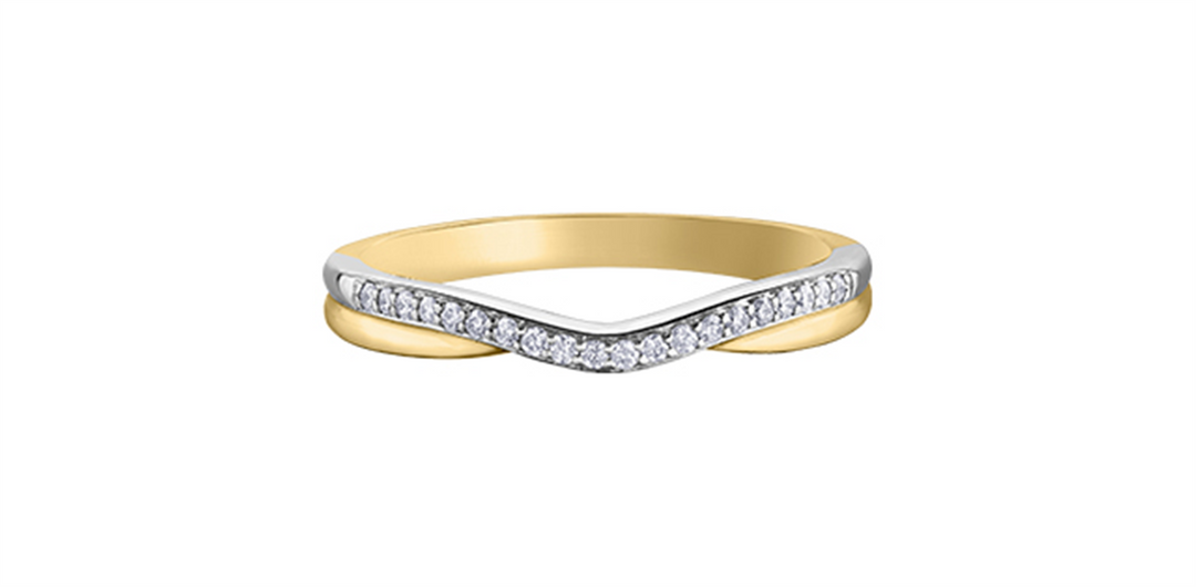 Lady's 10K White & Yellow Gold Curved Bead Set Diamonds Band
Diamond