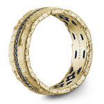 Load image into Gallery viewer, Men's Yellow Gold Raw Textured Diamond Band and Enamel Inlay 
Total D