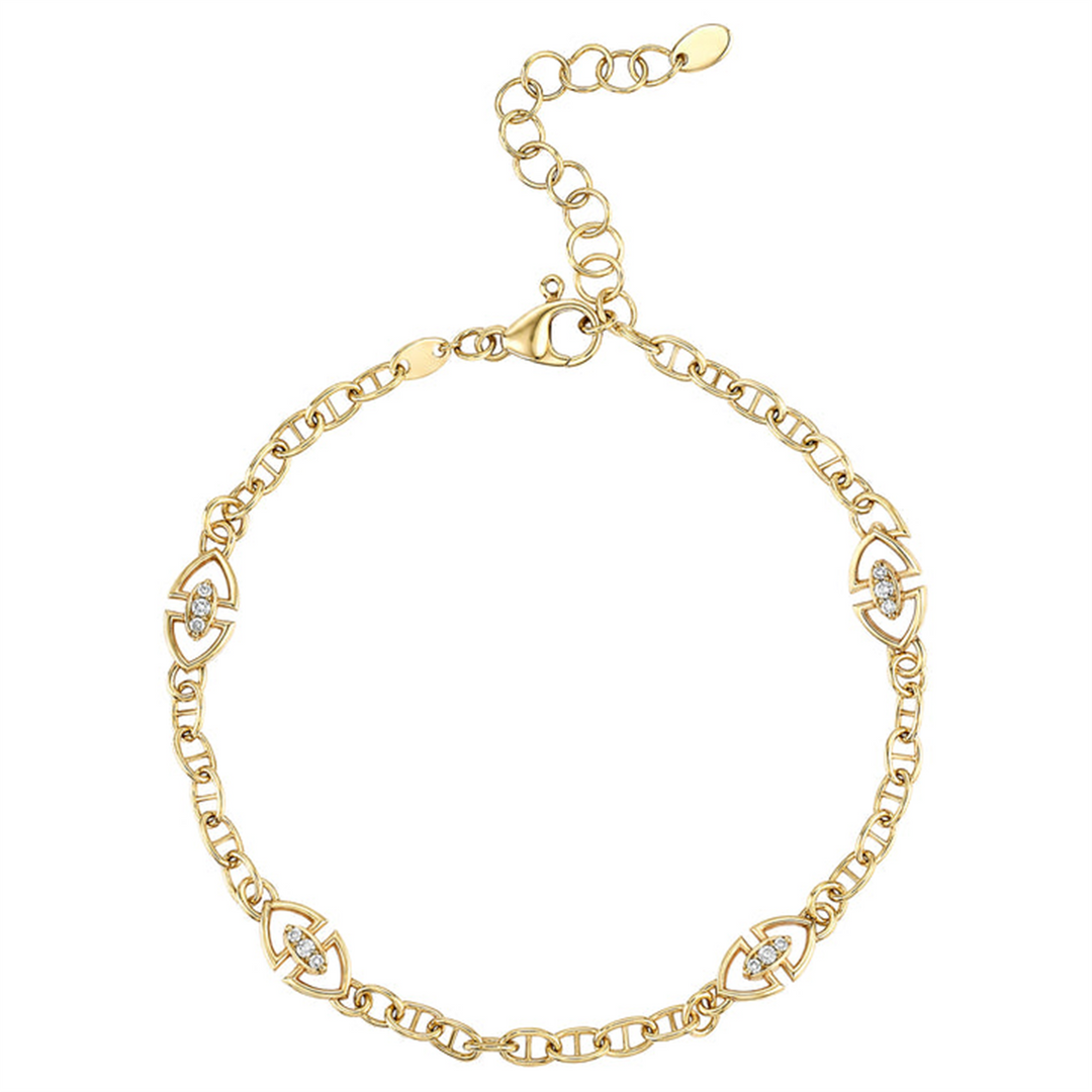Yellow Gold Vermeil Sterling Silver Heritage Station Marine Bracelet