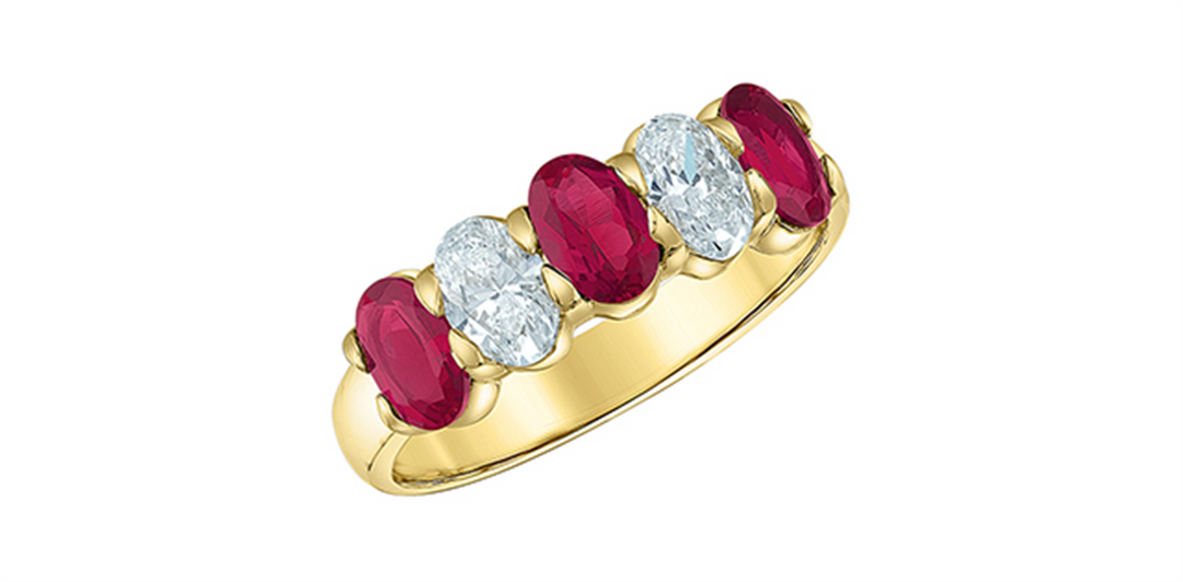 10K Yellow Gold Single Row Lab Rubies and Lab Diamonds Band
Primary S