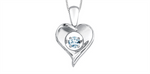 Load image into Gallery viewer, Sterling Silver Gold Heart Aqua Dancing Stone Pendant Necklace
