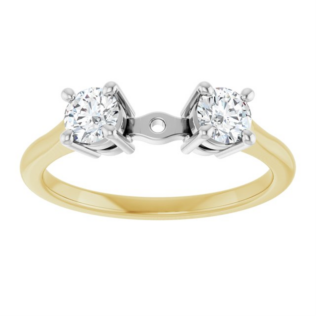 Yellow Gold 3 Stone Diamond Semi-Mount