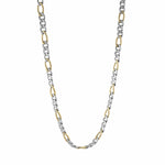 Load image into Gallery viewer, Two-Tone Stainless Steel Figaro Chain 
Length: 18&quot;
Width: 6mm
Finis
