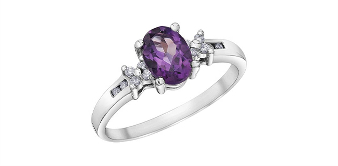 10K White Gold Amethyst and Diamonds Ring
Primary Stone: Oval-Cut Ame