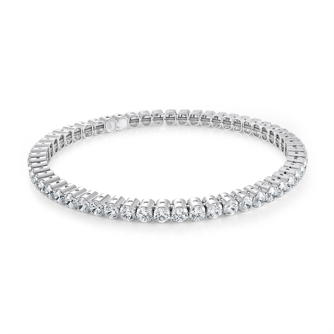 Sterling Silver White CZ Flex Tennis Bracelet 
Top Width: 3.4mm
Leng