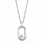 Load image into Gallery viewer, Sterling Silver White Oval Pearl Cubic Zirconium Necklace

PENDANT
