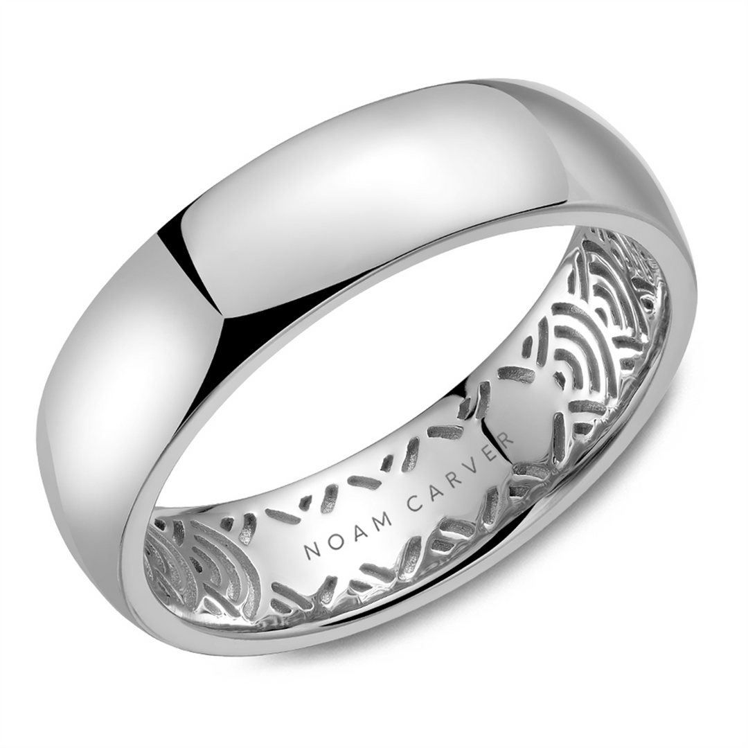 Men's White Gold Domed Band with Polished Finish