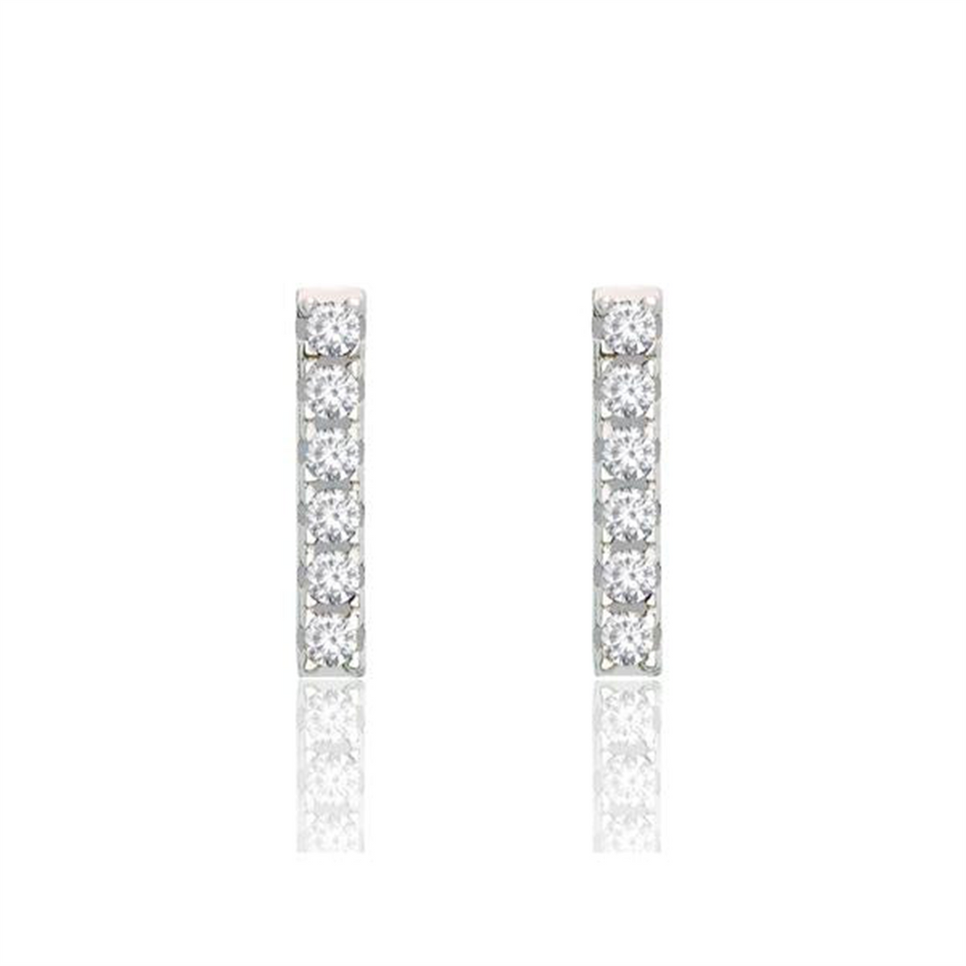 White Sterling Silver Cubic Zirconium Bar Polished Stud Earrings
Earr