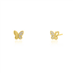 Load image into Gallery viewer, 10K Yellow Gold Butterfly Stud Earrings with CZ 
 
Dimensions: 5.3mm