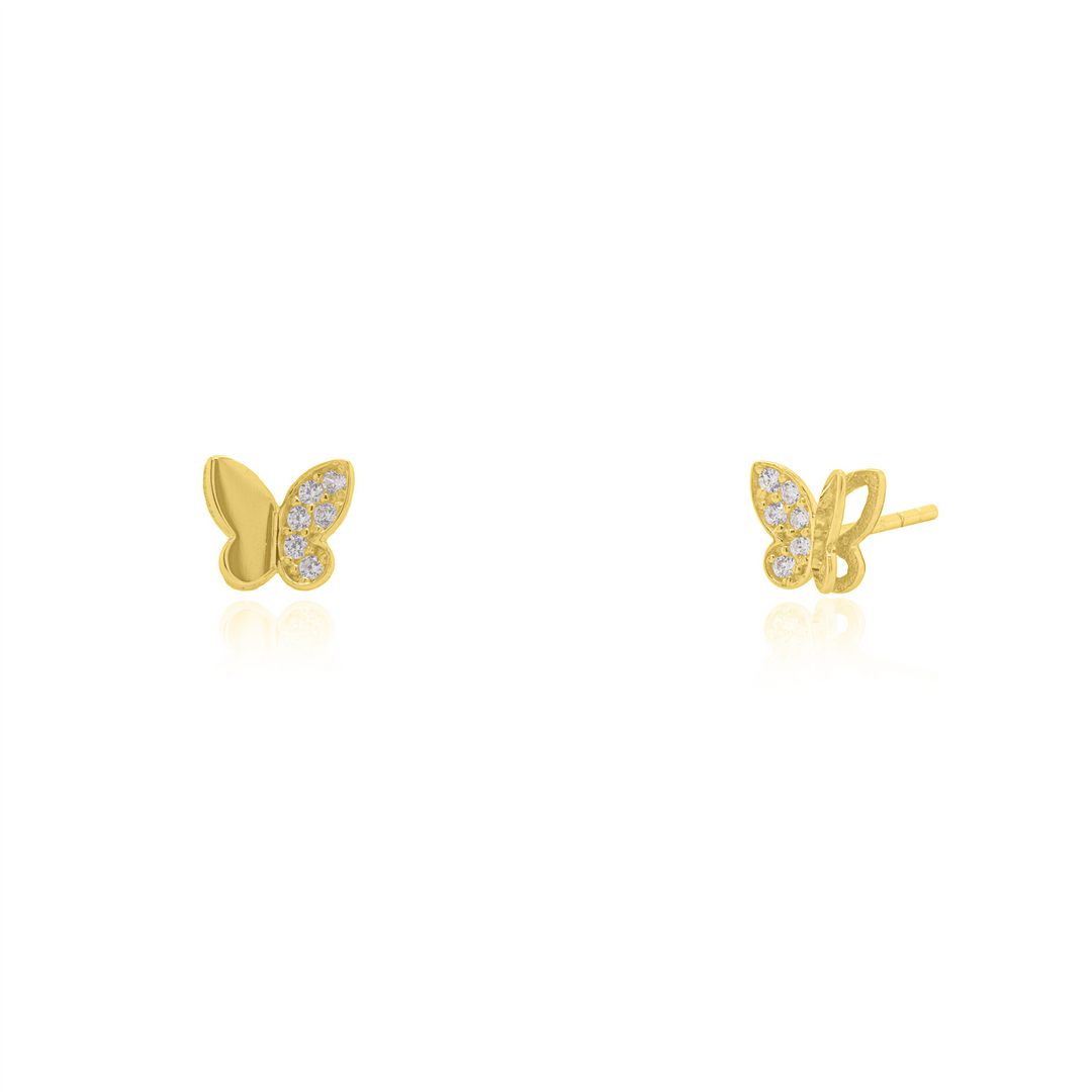 10K Yellow Gold Butterfly Stud Earrings with CZ 
 
Dimensions: 5.3mm