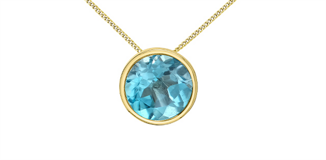 10K Yellow Gold Round Polished Blue Topaz Pendant Necklace

PENDANT