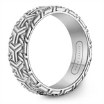 Load image into Gallery viewer, Men's White Gold Carved Band with Polished Finish