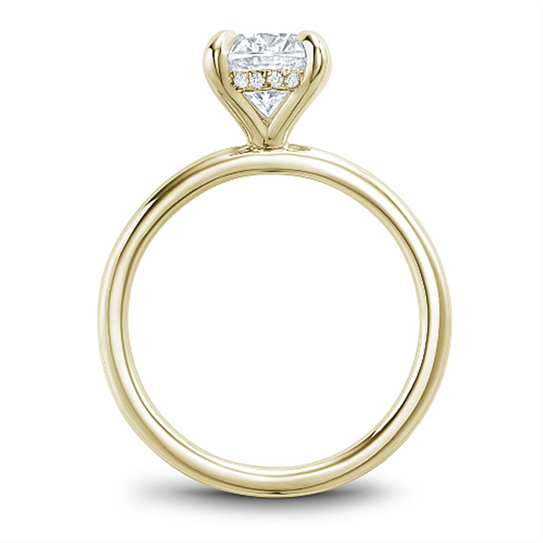 14K Yellow Gold Hidden Halo Diamond Engagement Ring Semi-Mount
Fits C