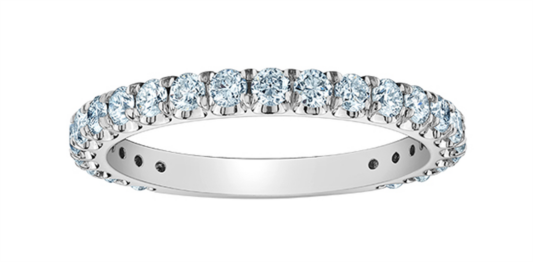 Lady's 14K White Gold Prong Set Lab Diamonds Band
Diamond Shape: Round