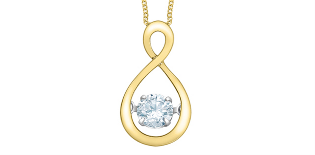 10K Yellow Gold Lab Diamond Infinity Dancing Stone Pendant Necklace