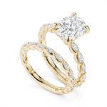 Load image into Gallery viewer, Yellow Gold Side Stones Diamond Engagement Ring Semi-Mount
Fits Centr