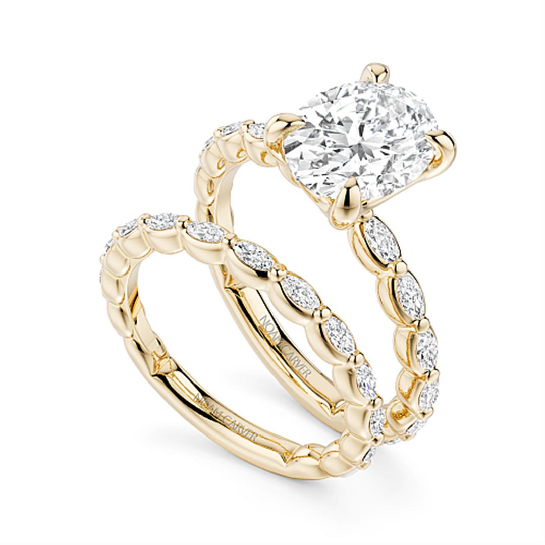 Yellow Gold Side Stones Diamond Engagement Ring Semi-Mount
Fits Centr