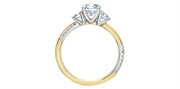 14K Yellow & White Gold 3 Stone Round Lab Diamond Engagement Ring