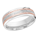 Load image into Gallery viewer, Men&#39;s 10K White &amp; Rose Gold Domed Band with Sandblast Finish
