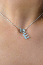 Load image into Gallery viewer, White Sterling Silver Initial &quot;E&quot; Polished Pendant Necklace

PENDANT
