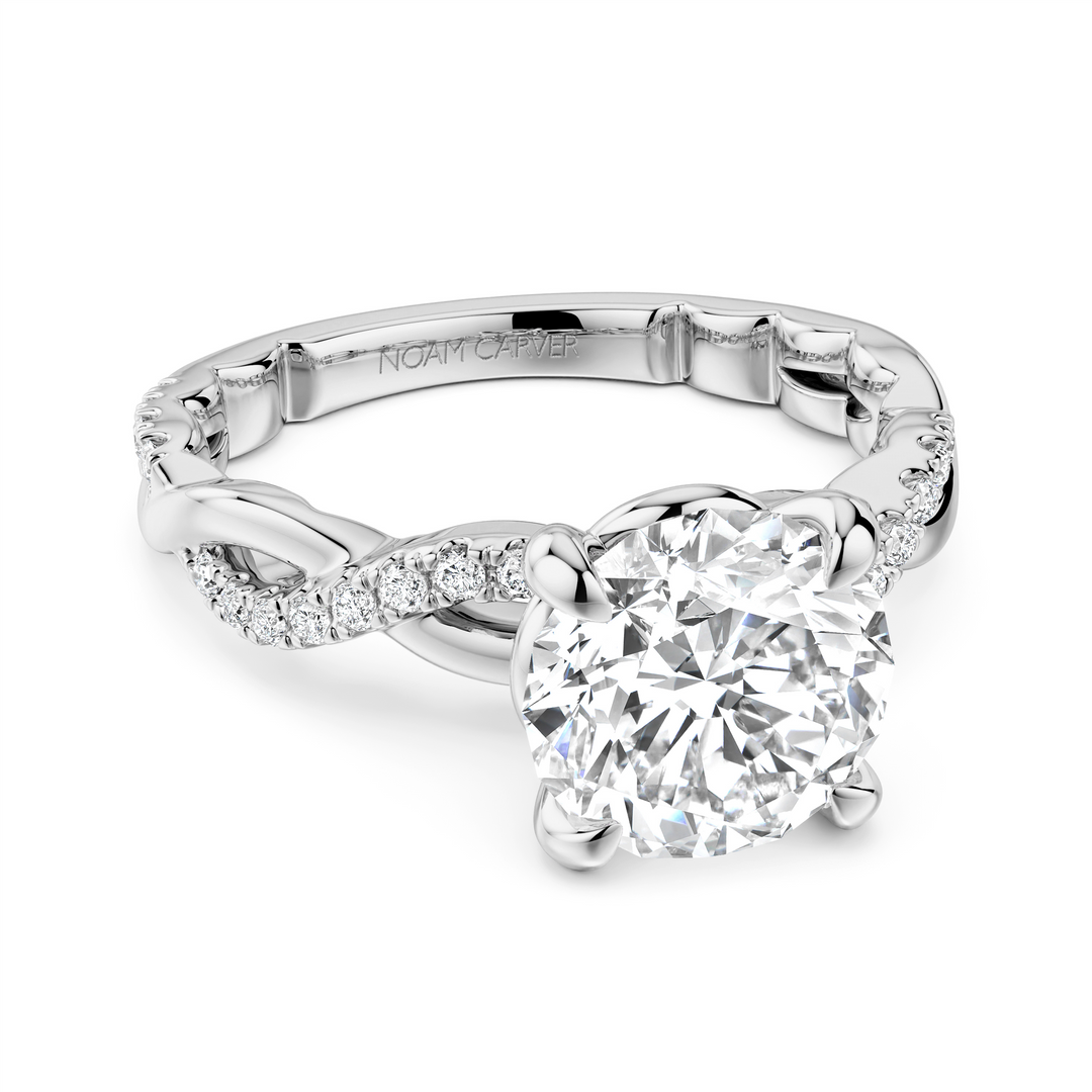 14K White Gold Intertwined Diamond Engagement Ring Semi-Mount
Fits Ce