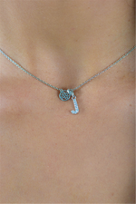 Load image into Gallery viewer, White Sterling Silver Initial &quot;J&quot; Polished Pendant Necklace

PENDANT
