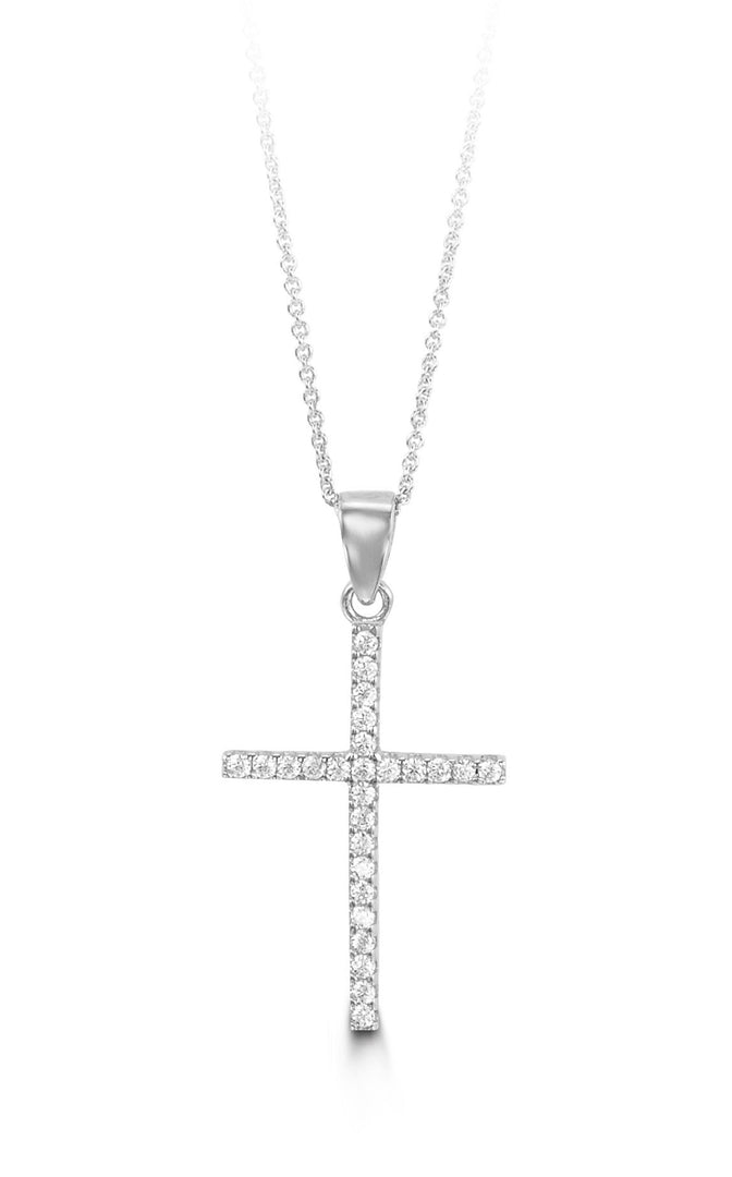 10K White Gold Cross Pendant Necklace