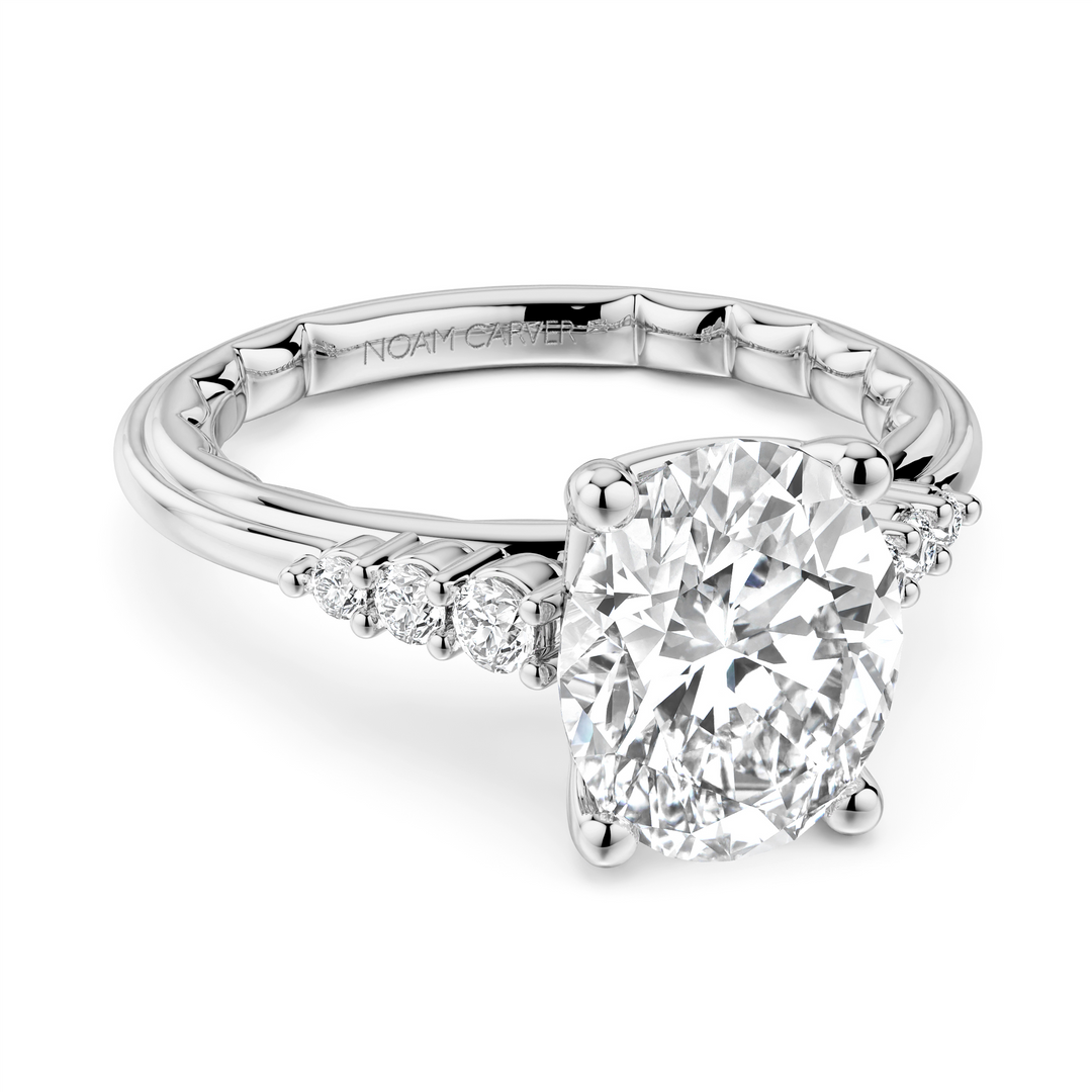 White Gold Side Stones Diamond Engagement Ring Semi-Mount
Fits Centre