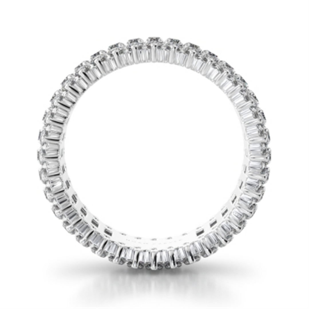 Lady's White Gold Prong Set Eternity Lab Diamonds Band
Diamond Shape: Baguette, Round