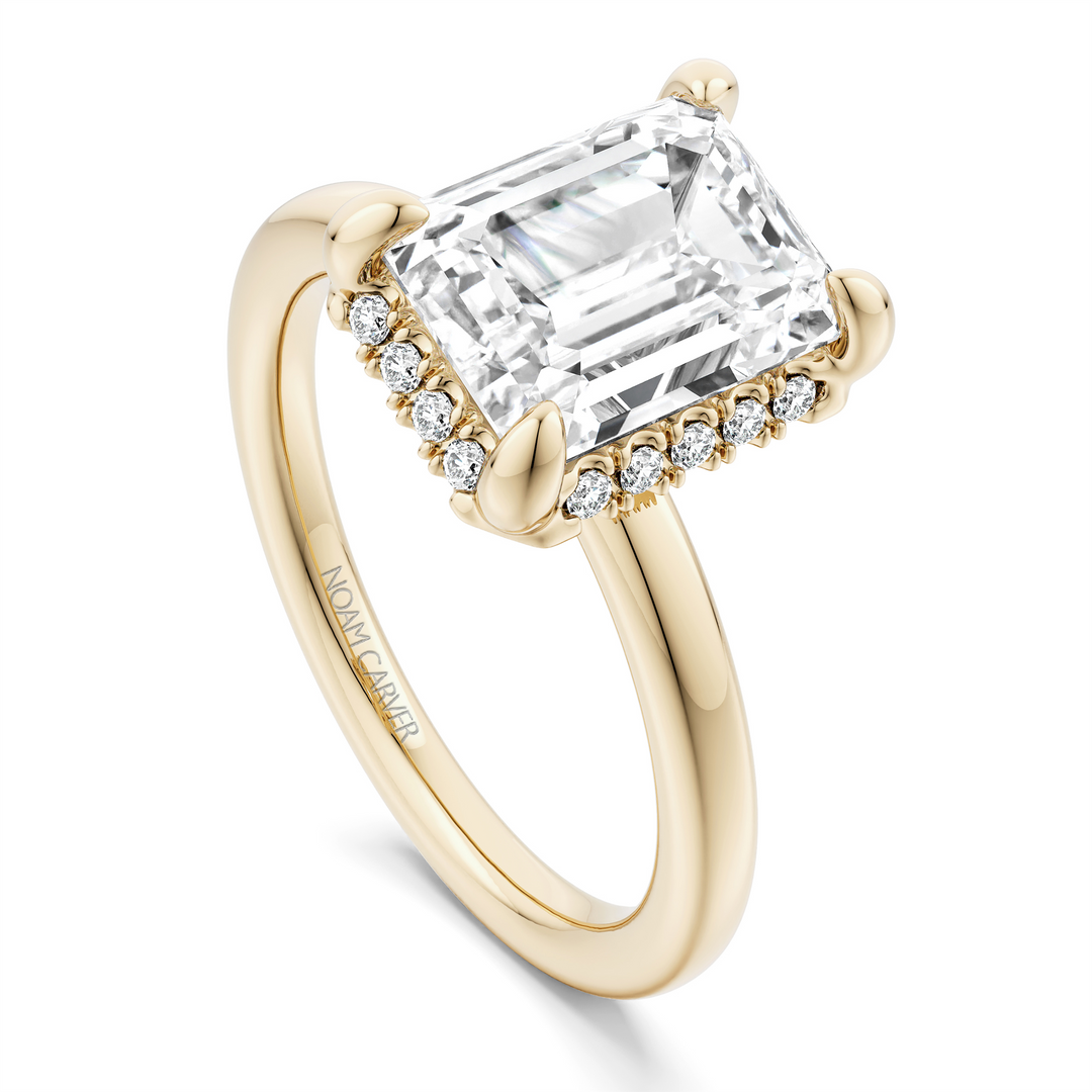 14K Yellow Gold Hidden Halo Diamond Engagement Ring Semi-Mount
Fits C
