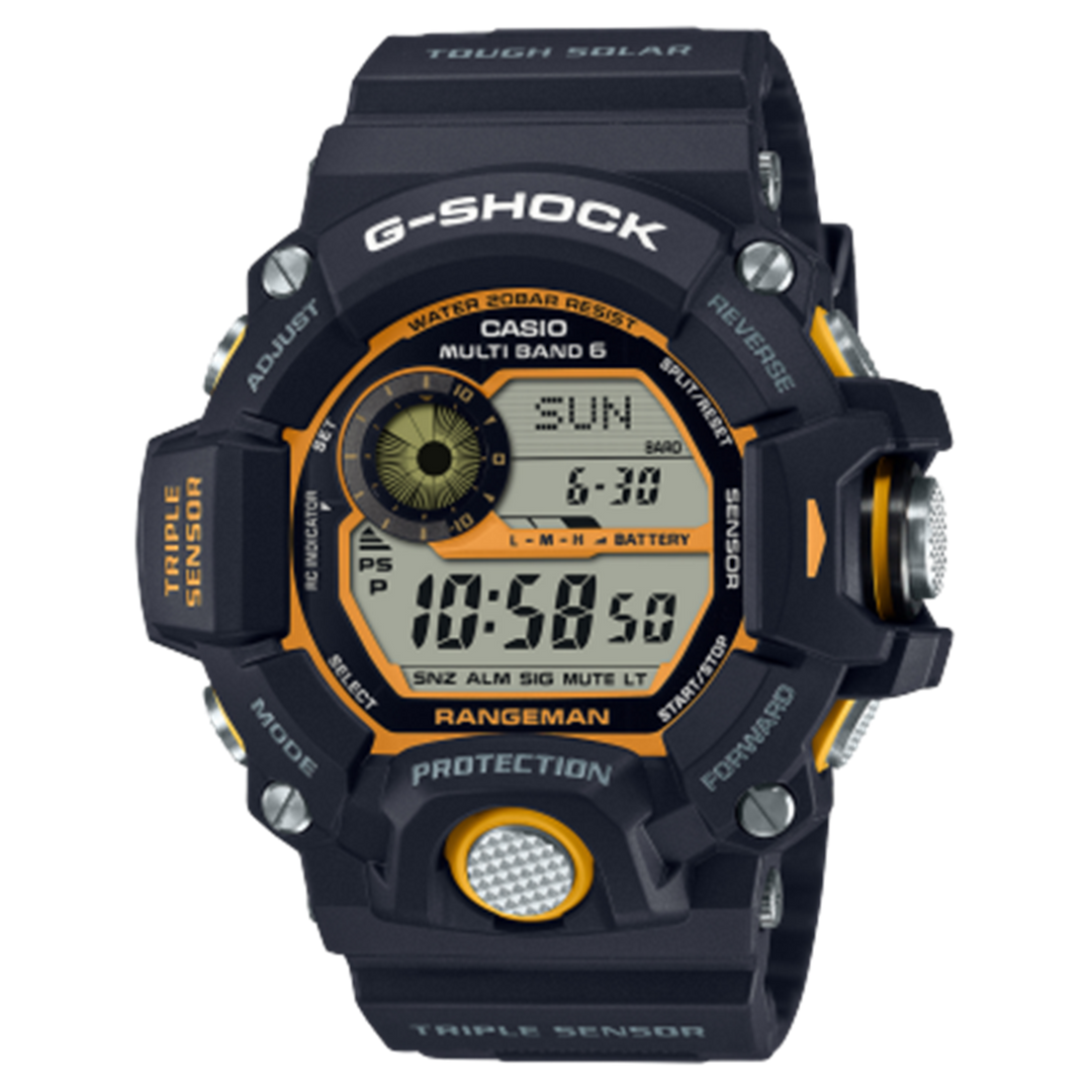 GSHOCK Men's Resin Solar Sport Watch with Black/Orange Dial