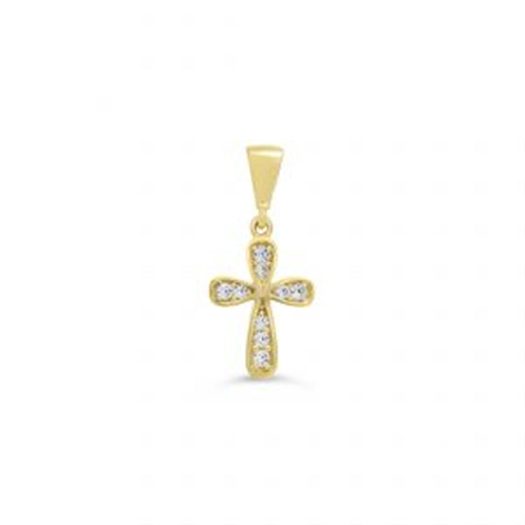 10K Yellow Gold Cross Diamond Religious Pendant