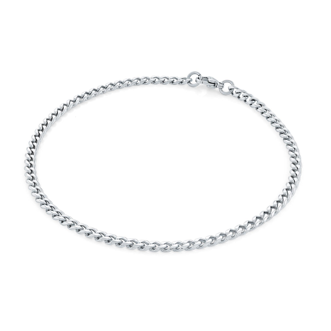 Stainless Steel Curb Anklet 
Length: 10"
Width: 3.3mm
Finish: Polis