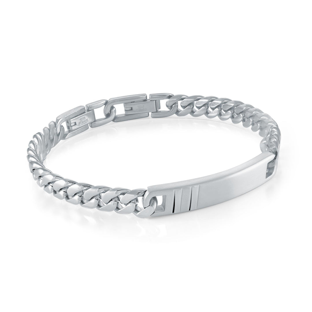 Stainless Steel ID Curb Bracelet 
Length: 8" + 0.5"
Width: 7.7mm
Fi