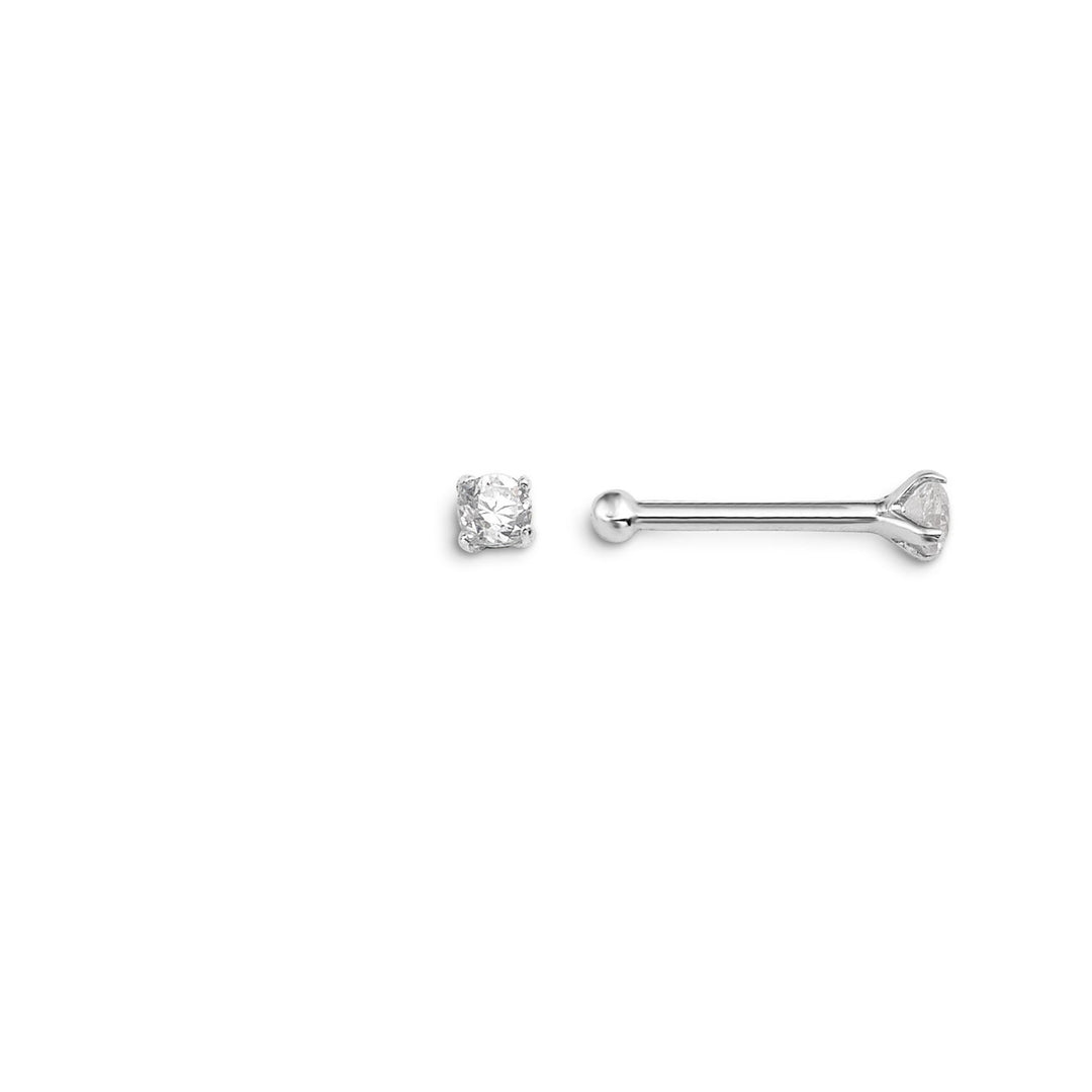 14K White Gold Nose Stud with Cubic Zirconia 
Collection: Sparkles