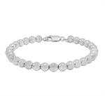 Load image into Gallery viewer, White Sterling Silver Bead Bracelet 
Top Width: 6mm
Length: 7.5&quot;
