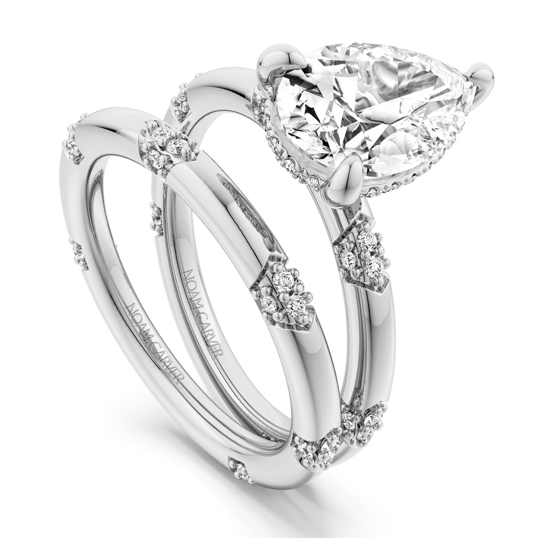 White Gold Side Stones Diamond Engagement Ring Semi-Mount
Fits Centre