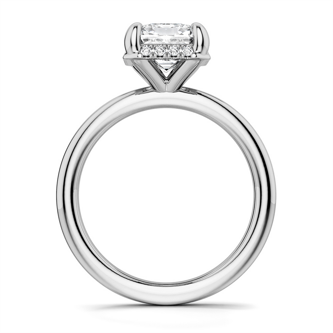 14K White Gold Hidden Halo Diamond Engagement Ring Semi-Mount
Fits Ce