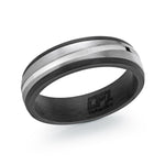 Load image into Gallery viewer, Black Carbon Fibre Matte&#39; Flat Band Band with Stainless Steel Inlay 
Width: 6mm
