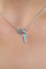 Load image into Gallery viewer, White Sterling Silver Initial &quot;T&quot; Polished Pendant Necklace

PENDANT
