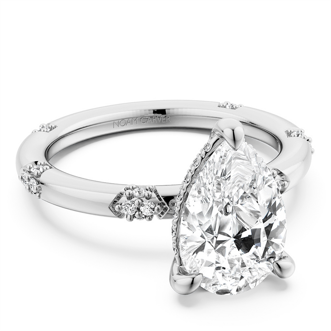 White Gold Side Stones Diamond Engagement Ring Semi-Mount
Fits Centre