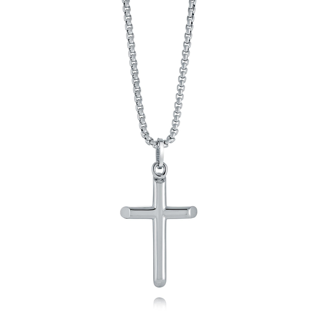 Polished Stainless Steel Cross Pendant Necklace