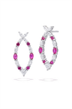 Load image into Gallery viewer, White Sterling Silver Synthetic Ruby &amp; CZ Yule Polished Stud Earrings
