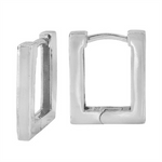 Load image into Gallery viewer, White Sterling Silver Rectangular Polished Small Hoop Earrings
Earrin