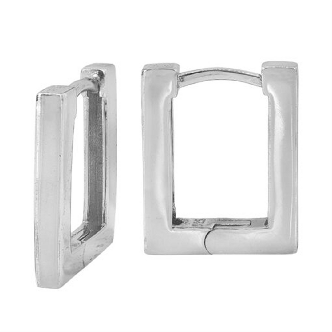 White Sterling Silver Rectangular Polished Small Hoop Earrings
Earrin