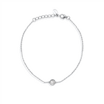 Load image into Gallery viewer, White Sterling Silver Solitaire Cable Link Bracelet 
Top Width: 1mm