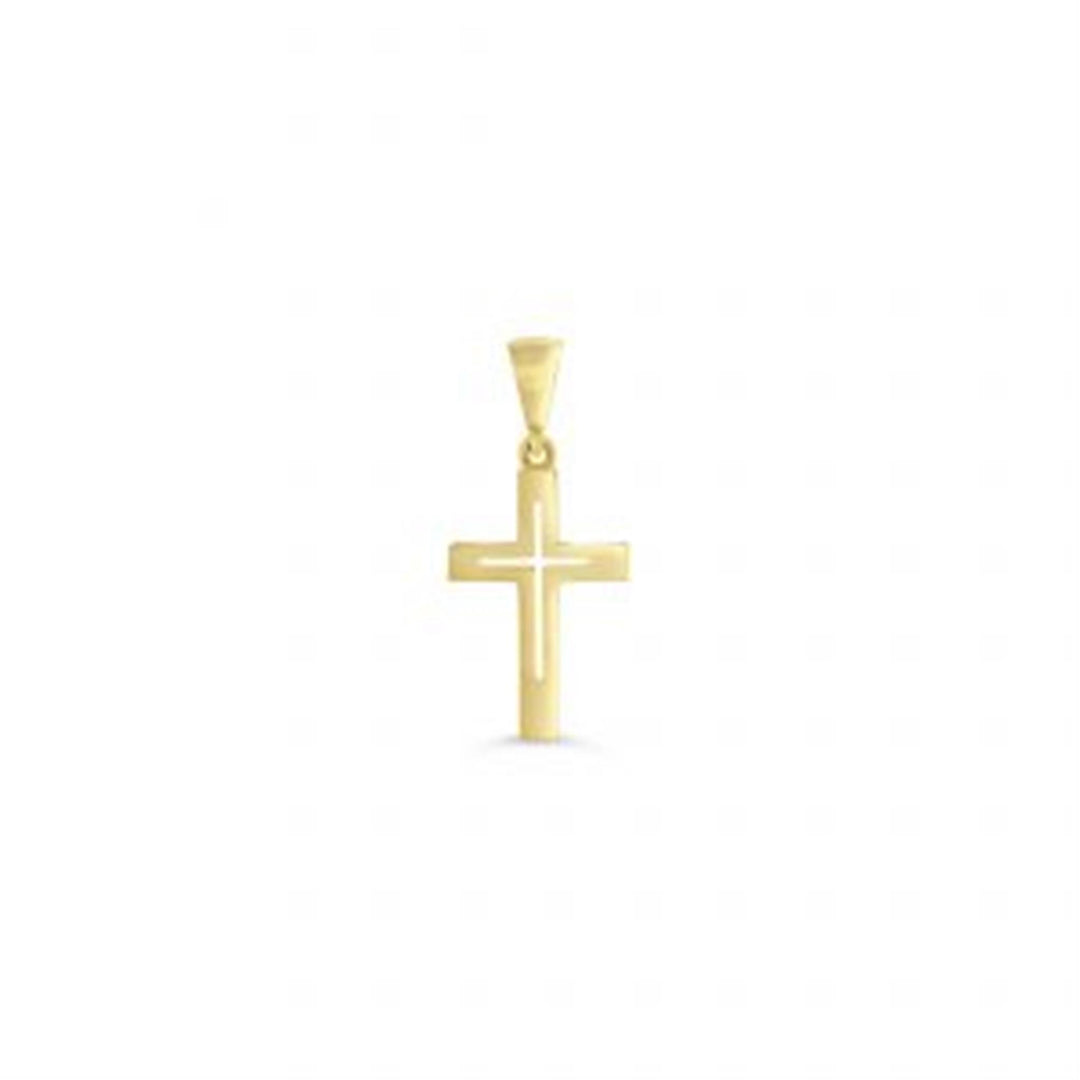 10K Yellow Gold Cross Diamond Religious Pendant