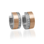 Load image into Gallery viewer, Rose Stainless Steel Round Matte&#39; Huggie Earrings
Dimensions: 13.5mm x 6.3mm
