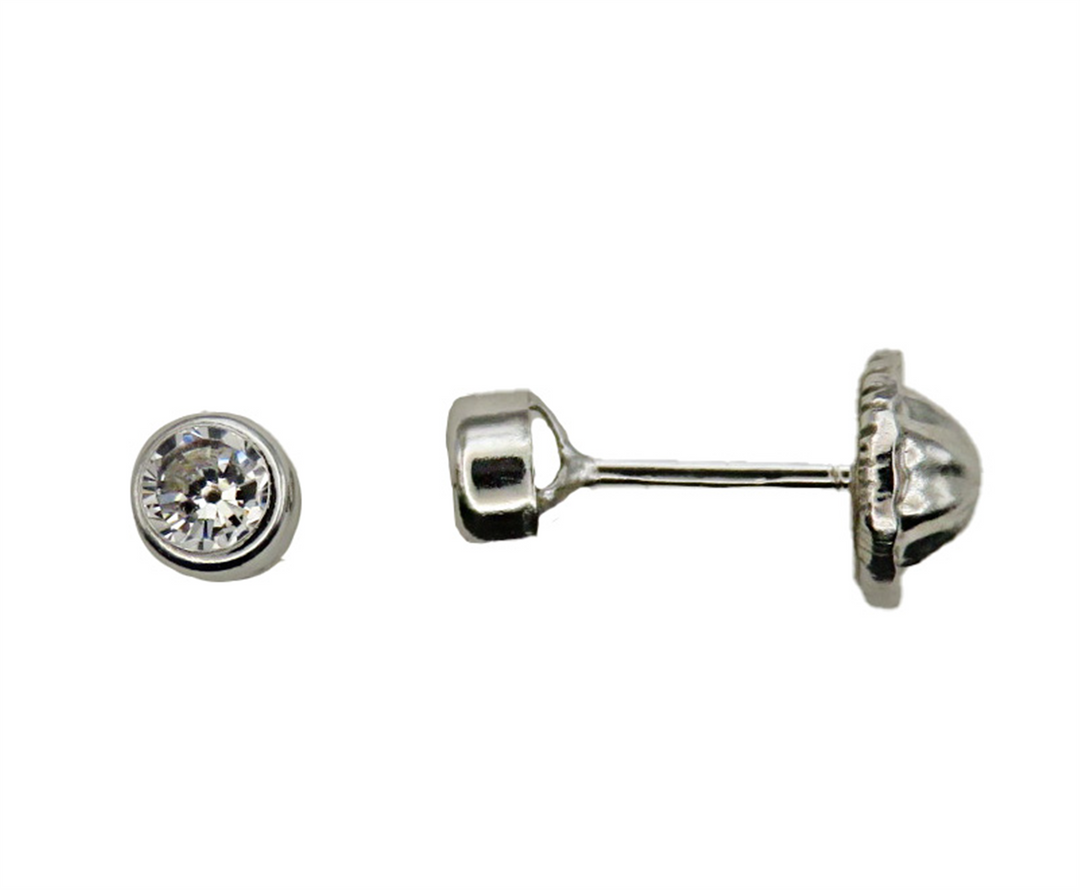 Kid's 10K White Gold Round CZ Stud Earrings

Dimensions: 3.3mm