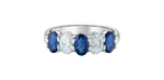 Load image into Gallery viewer, 10K White Gold Single Row Lab Sapphires and Lab Diamonds Band
Primary
